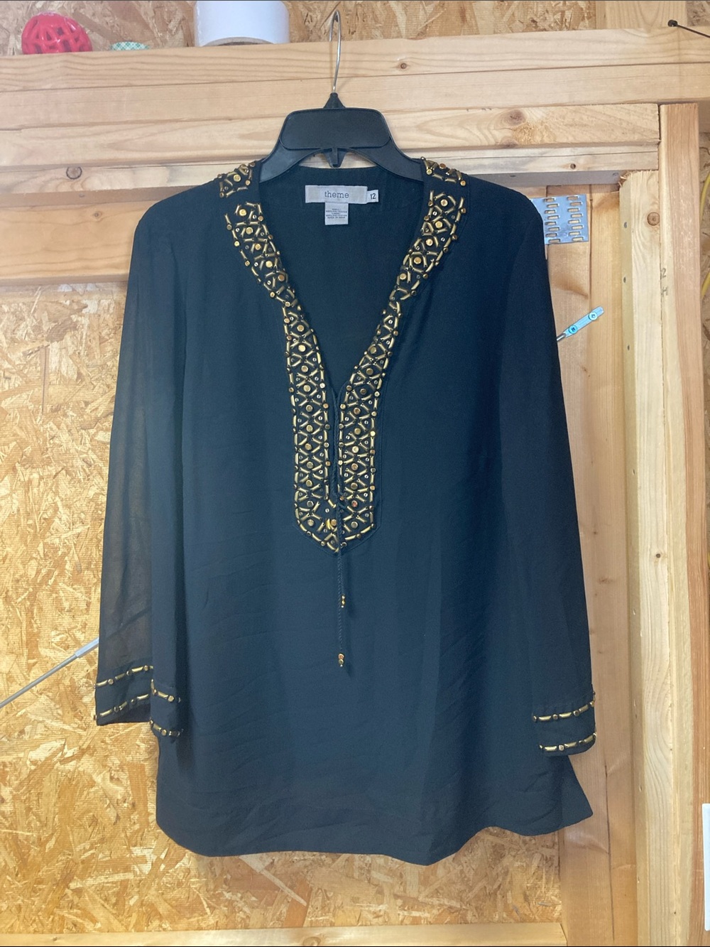 Theme Black Tunic with Gold Embroidered Trim